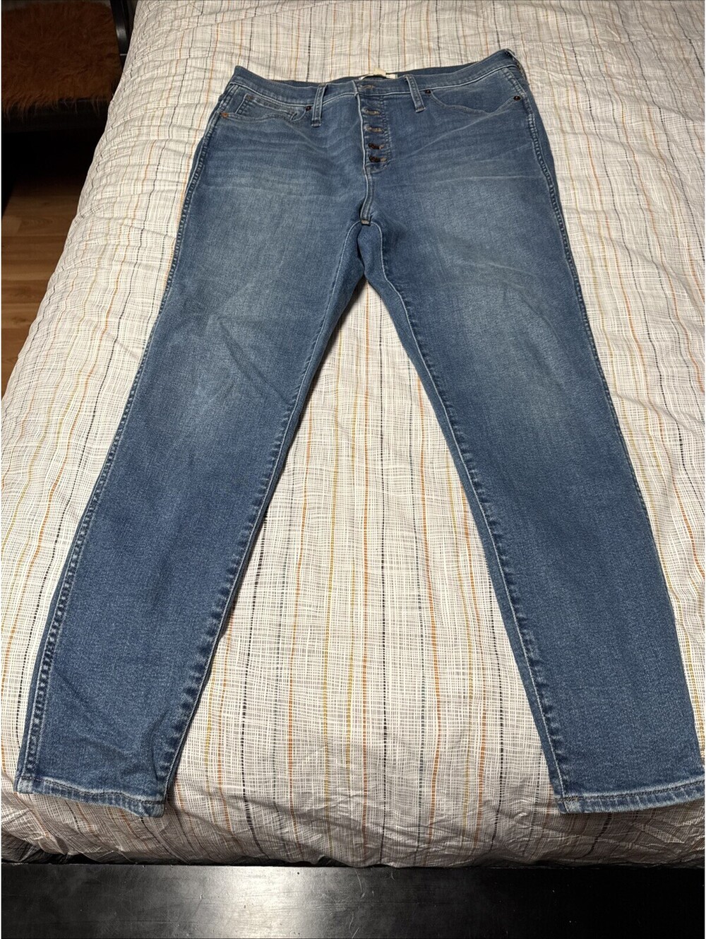 Madewell Jeans Women’s 33 10" High Rise Skinny Medium Wash Button Fly Ankle NWOT - Picture 2 of 5